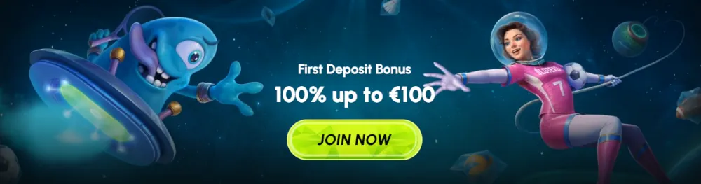 Bannière de bonus de premier dépôt Slotexo offrant 100 % jusqu'à 100 €